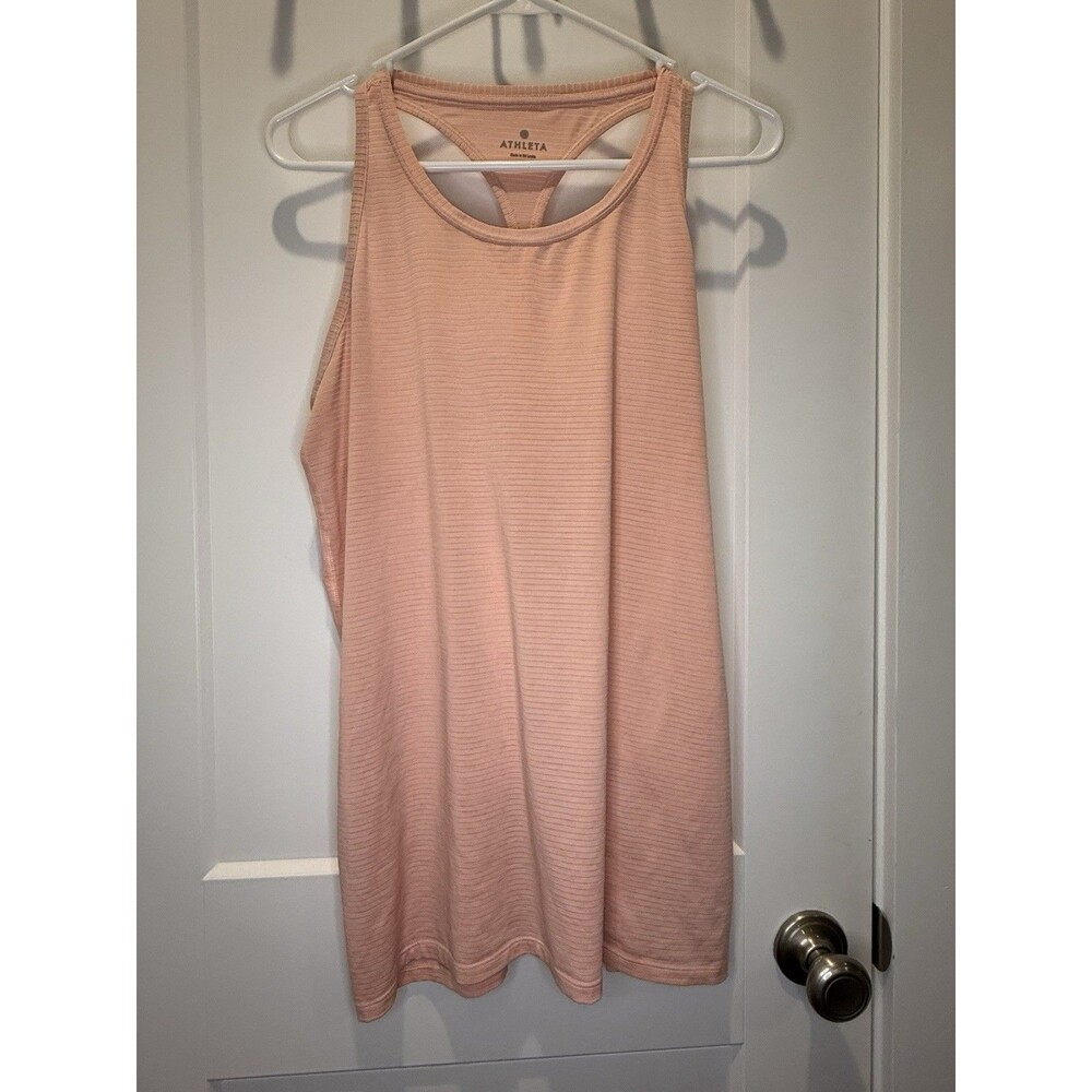 Athleta Racerback Top Women’s Large L Striped Peach pink Performance Yoga Gym
